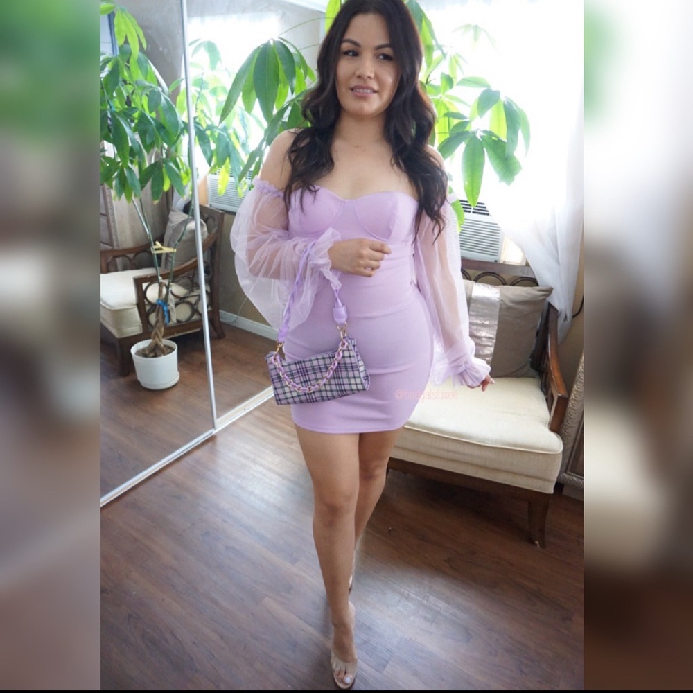 Elegant Lavender Off-Shoulder Dress